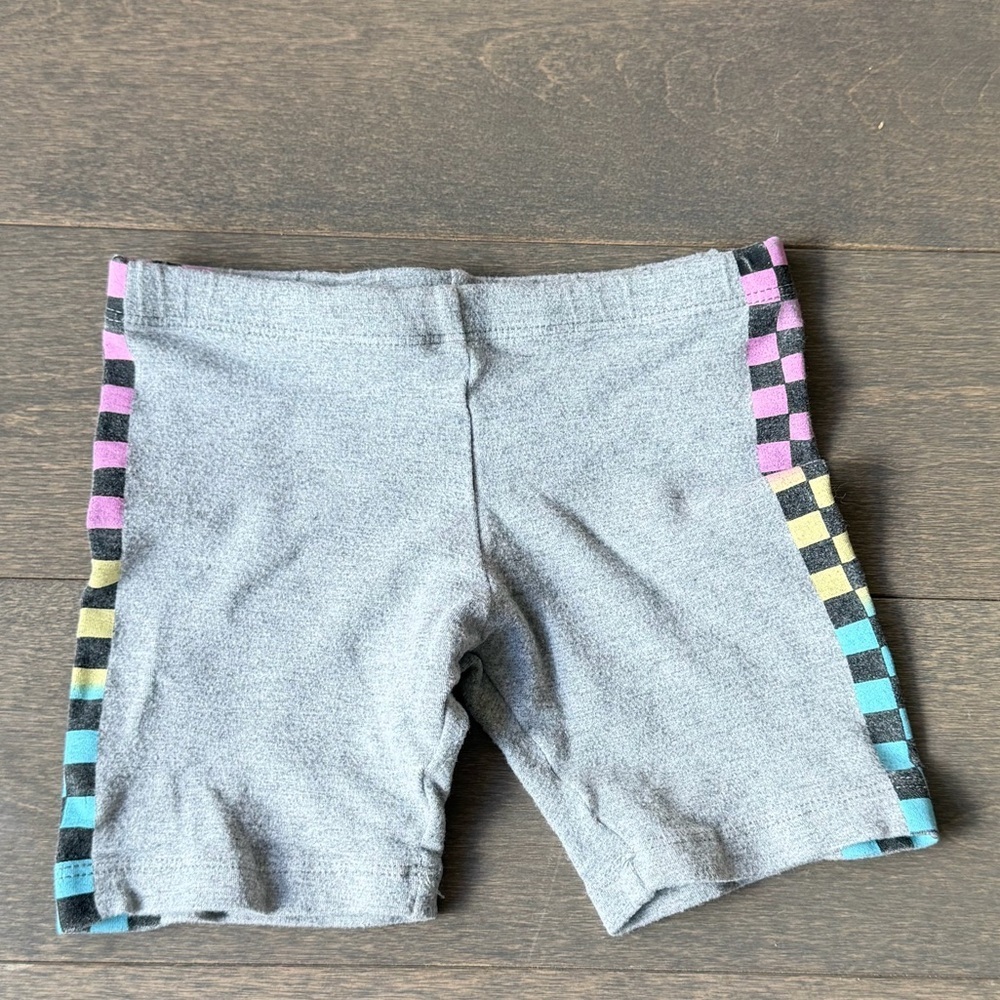 Flowers by Zoe Gray Bike Shorts with Pink, Yellow, Blue & Black Checkered Trim